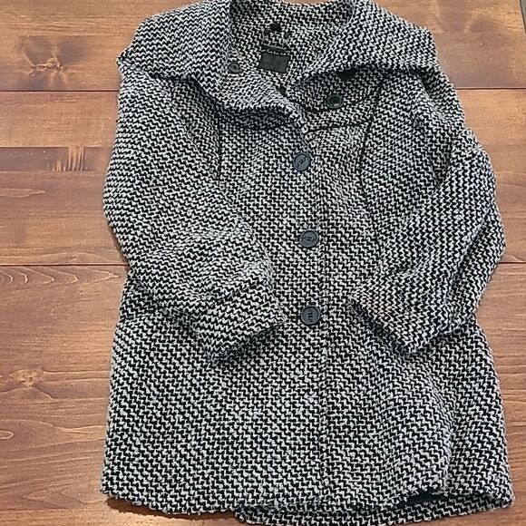 J2 by jou jou wool blend jacket black and gray tweed coat size L womens - Picture 1 of 10